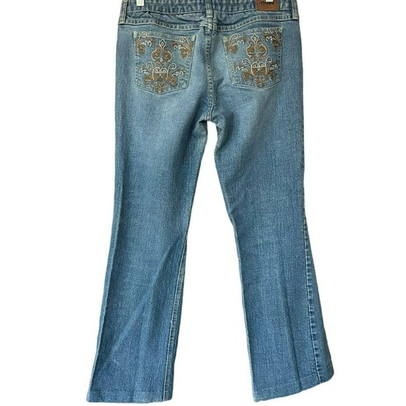 Vintage‎ Y2K Mudd Embroidered Pocket Flare Jeans Womens 11 (32") - Picture 2 of 7